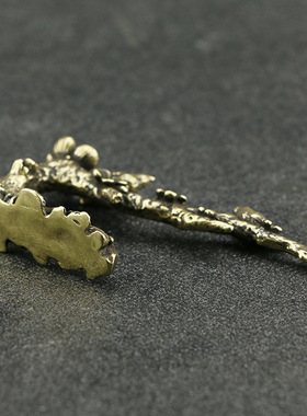 复古风实心喜鹊登梅笔托纯黄铜