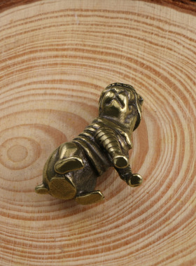 仿古玩黄铜看门狗小摆件古铜生肖狗茶宠桌面趣味摆设动物铜