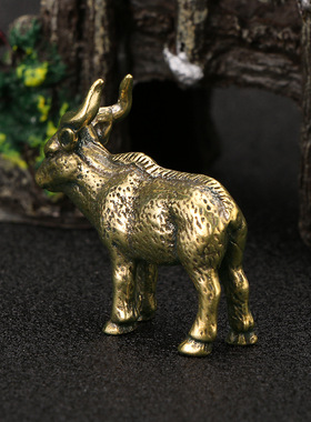 仿古玩藏羚羊黄铜摆件山羊装饰品仿古做旧工艺品收藏