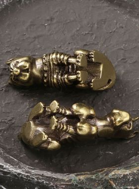 个性霸气看门狗黄铜摆件猛犬茶宠古铜金属摆件装饰工艺品