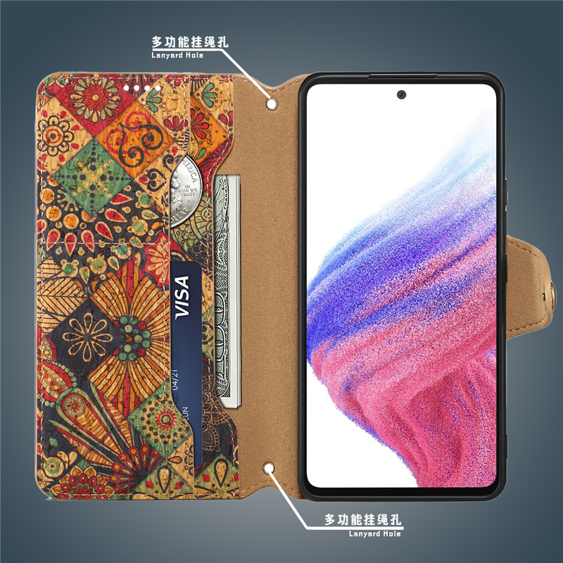 适用于三星S24Ultra手机壳放卡创意四季花语钱包皮套挂绳翻盖GalaxyS23+保护套插卡槽S23FE全包边A54A34