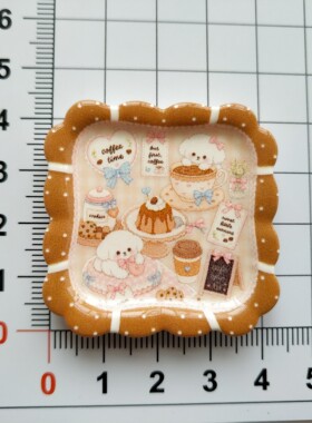微缩仿真花边印花动物食玩盘子娃屋捏捏装饰方盘手工diy树脂配件