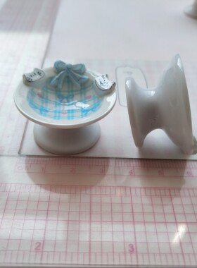 微缩仿真猫咪高脚碗食玩盘子娃娃屋捏捏装饰摆件手工diy树脂配件