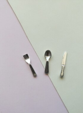 微缩迷你款合金食玩刀叉捏捏场景装饰餐具模型手工diy奶油胶配件