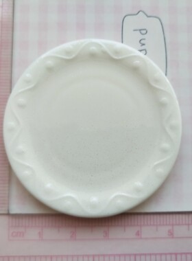 微缩仿真简约细闪白色食玩盘子娃屋捏捏装饰方盘手工diy树脂配件