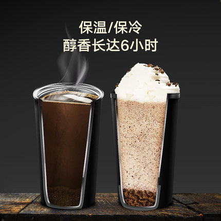 SIMELO咖啡杯欧式现代轻奢拿铁杯便携不锈钢水杯马克杯随行保温杯 - 图2