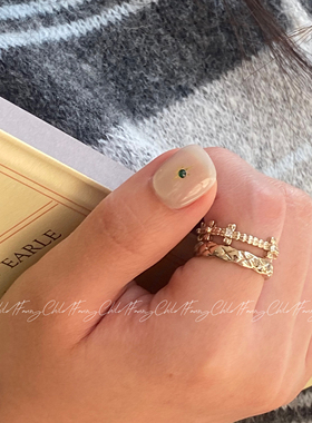 Vintage复古戒!Fanxy中古爱心蕾丝镂空开口戒指小众叠戴食指戒