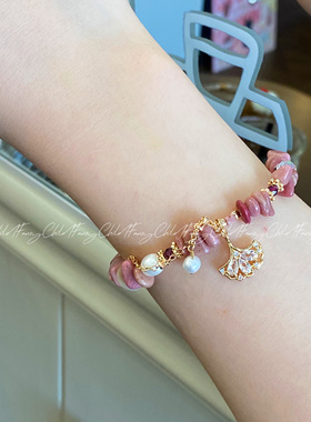 Fanxy小众设计感天然小众设计珍珠红木纹手串显白叠戴首饰手链