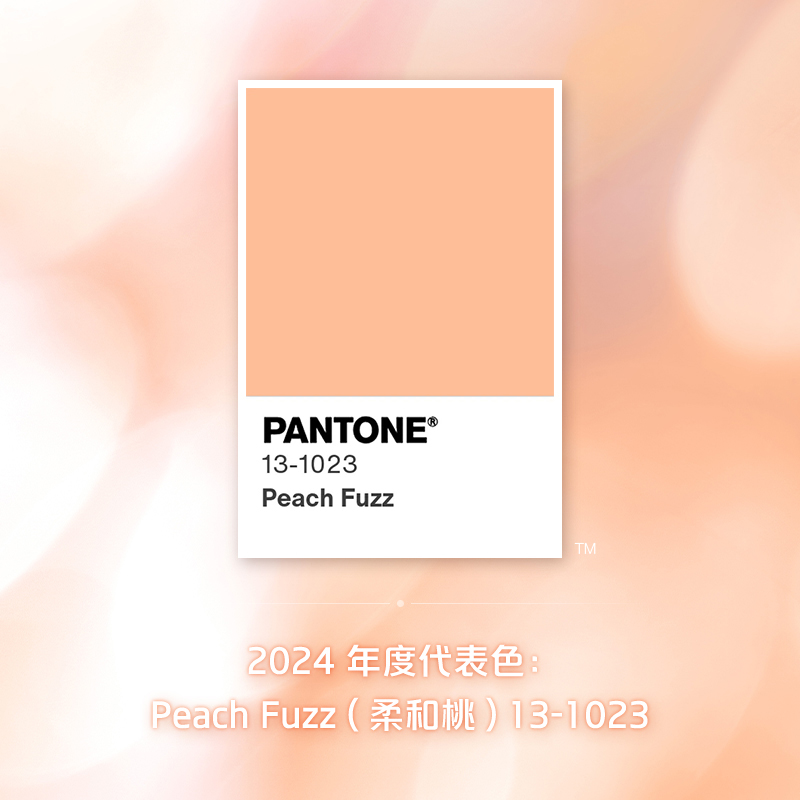 Pantone潘通2024年度代表色棉布版色卡 COTTON SWATCH CARDS, COY 2024 13-1023 Peach Fuzz蜜桃色TCX - 图0