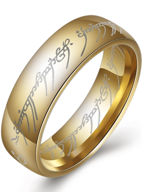 阿拉伯字体不锈钢戒指男女6MM个性饰品