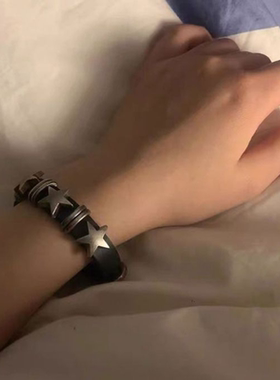 Y2K暗黑摇滚哥特复古情侣星星牛皮手链