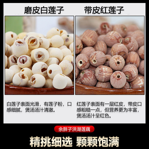 余胖子洪湖莲子干货500g特产级罐装磨皮去芯新莲籽白莲粉大颗粒 - 图1