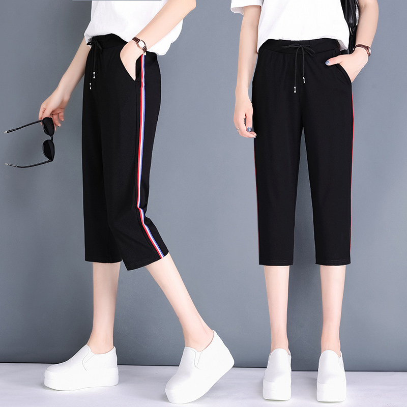 短裤女 夏季新款休闲裤薄款宽松运动显瘦七分裤弹力冰丝中裤 2019 短裤女 夏季新款休闲裤薄款宽松运动显瘦七分裤弹力冰丝中裤 2019