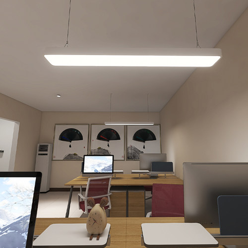 学校办公室吊灯 极简长方形写字台教室直播间柔光创意LED长条灯具 - 图1