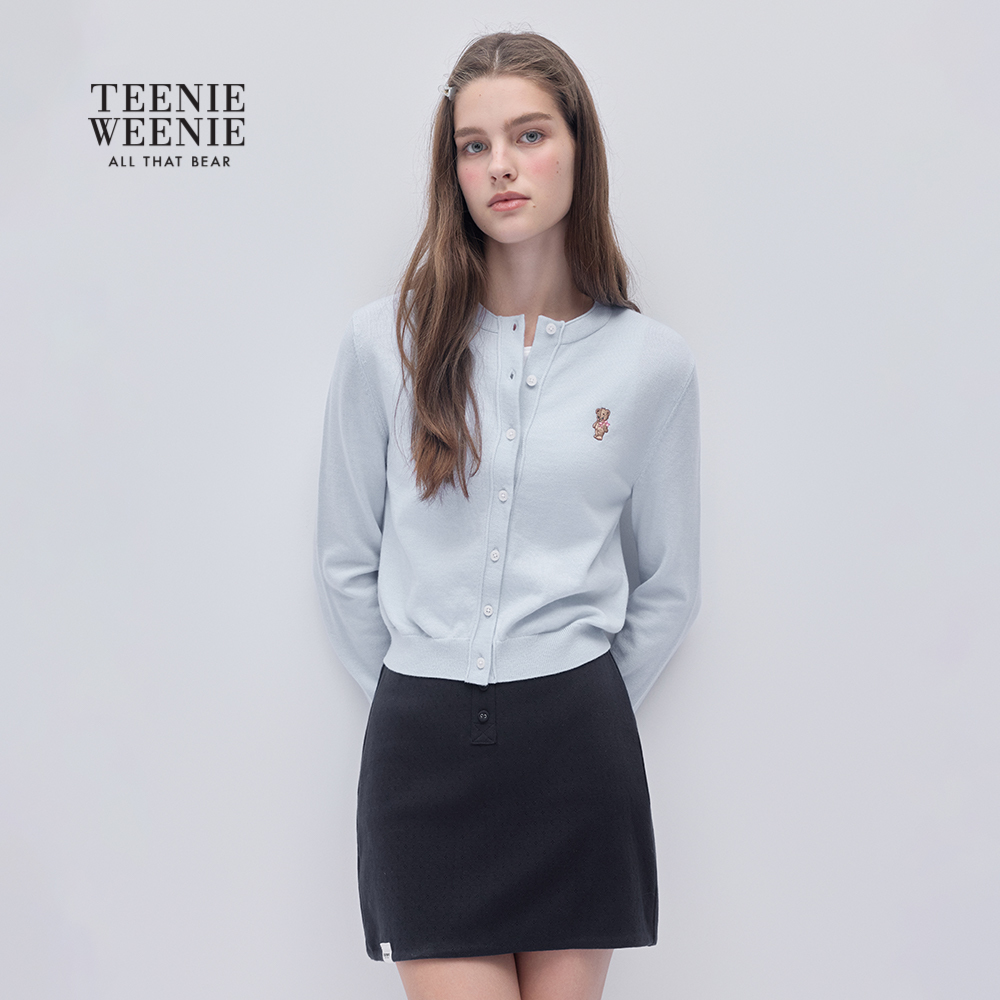 TEENIEWEENIE bearnova2025冬季新款女柔软舒适刺绣圆领针织开衫