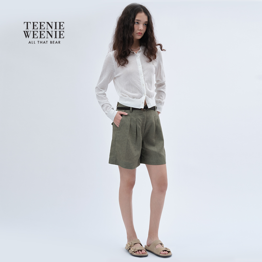 【含亚麻】TeenieWeenie小熊女装毛针织衫2025夏季薄款空调衫开衫