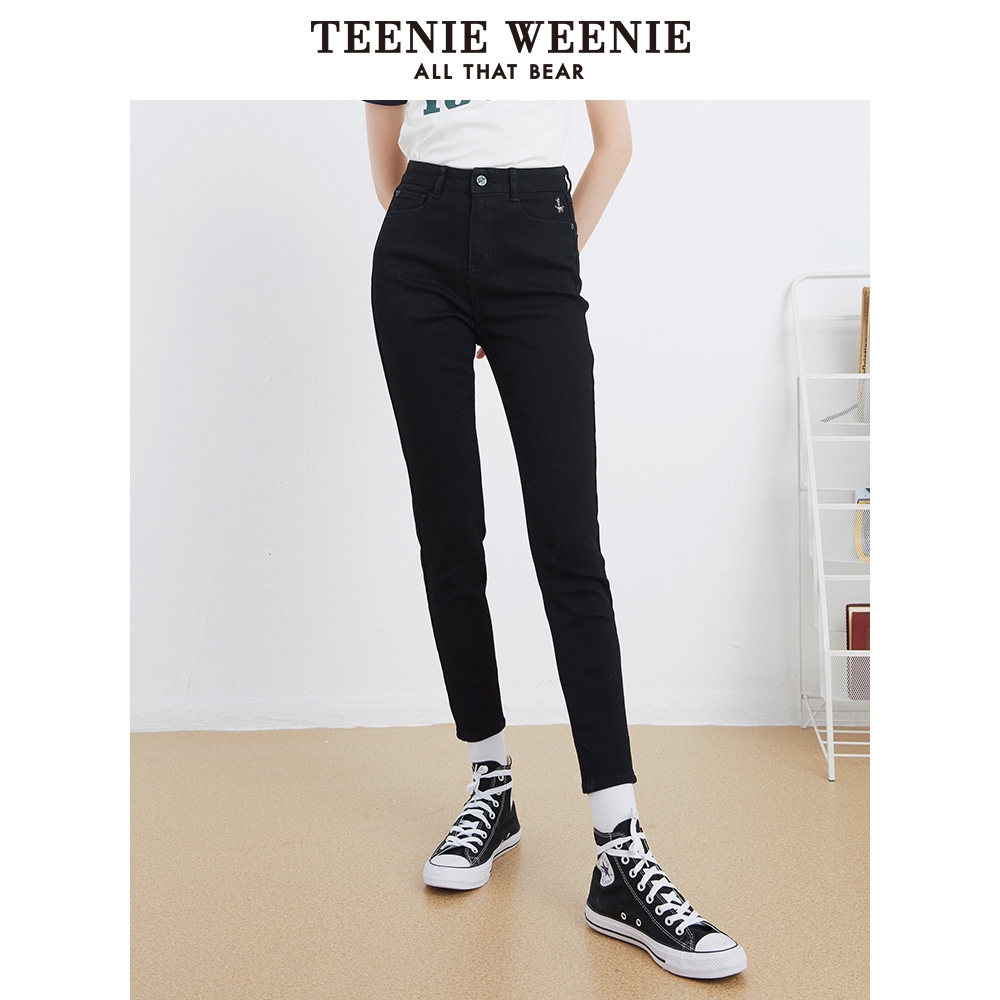 teenieweenie小熊女修身黑色牛仔裤 TeenieWeenie牛仔裤