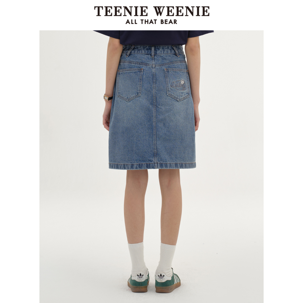 TeenieWeenie小熊2024年短款牛仔裙半身裙短裙A字高腰复古美式女-图2