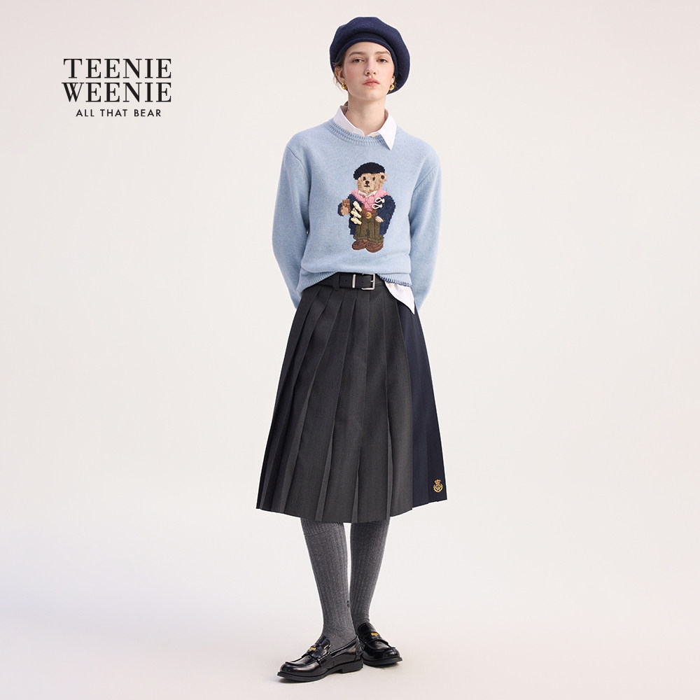 【万针刺绣】TeenieWeenie小熊女装秋冬绵羊毛针织衫圆领刺绣毛衣,淘宝优惠券,粉丝福利购,淘宝优惠卷