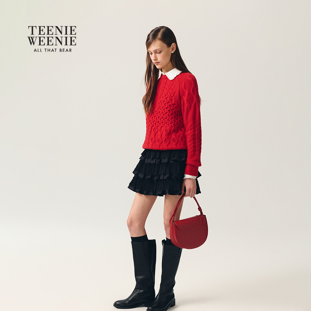 TeenieWeenie小熊女装半身裙26年春季新款甜美气质运动抽绳蛋糕裙,淘宝优惠券,粉丝福利购,淘宝优惠卷