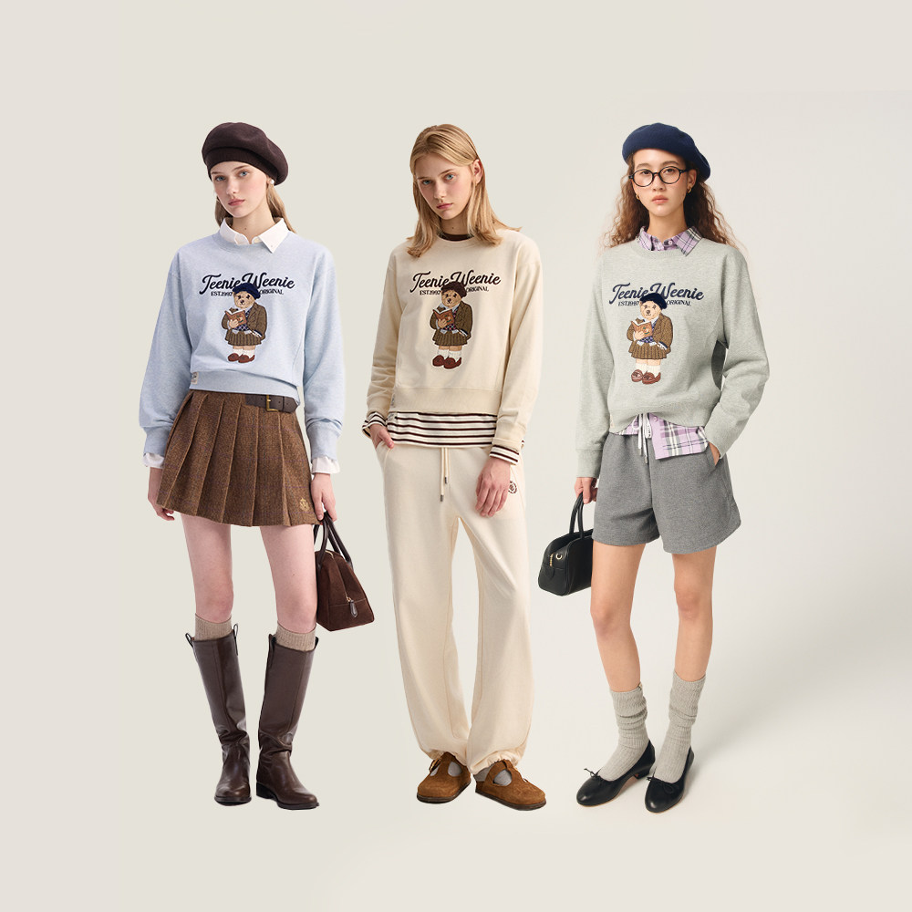 【赵露思同款】TeenieWeenie小熊女装学院风卫衣秋冬重工刺绣上衣,淘宝优惠券,粉丝福利购,淘宝优惠卷