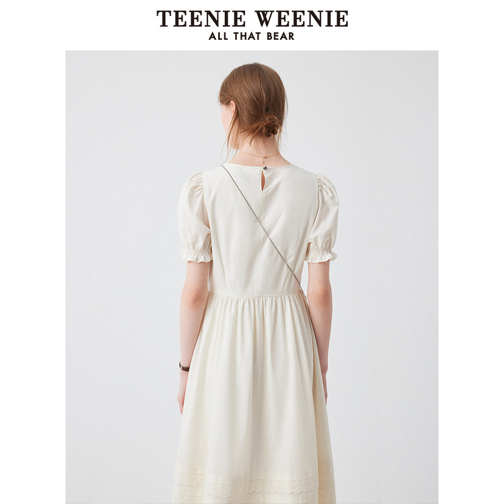 【天丝+棉】TeenieWeenie小熊女装2025年夏季新款法式蕾丝连衣裙