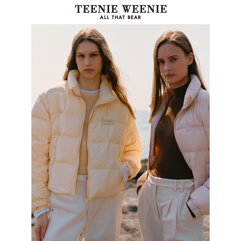 TeenieWeenie小熊女装冬装多巴胺云感零压羽绒服马卡龙粉面包外套