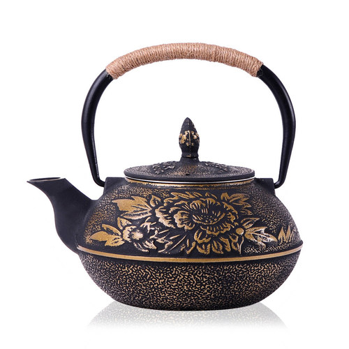 日本铁壶煮茶壶电磁炉烧水壶牡丹铁壶防烫茶具套装家用简约煮茶器 - 图3