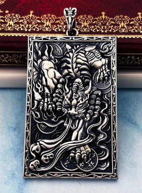 纯银3d貔貅吊坠项链复古挂件男士