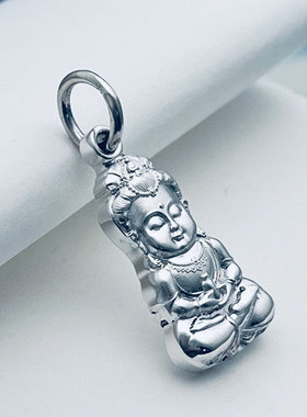 定制999纯银迷你观音菩萨吊坠十二生肖实心本命佛饰品挂件佛像挂