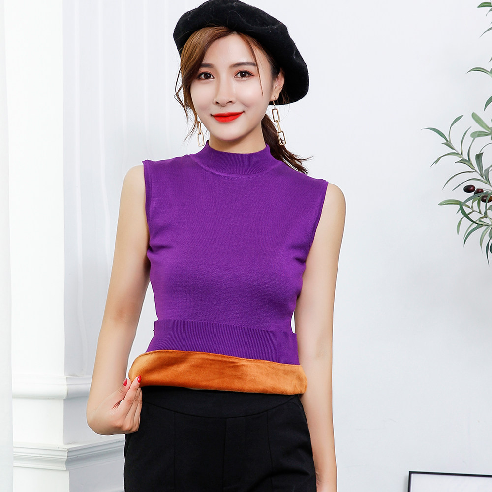 韩系深蓝色针织背心Sleeveless Round Neck Knit Vest