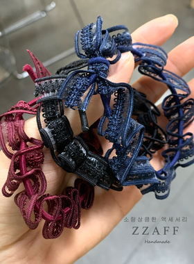 日韩风蕾丝打结高弹力皮筋发圈