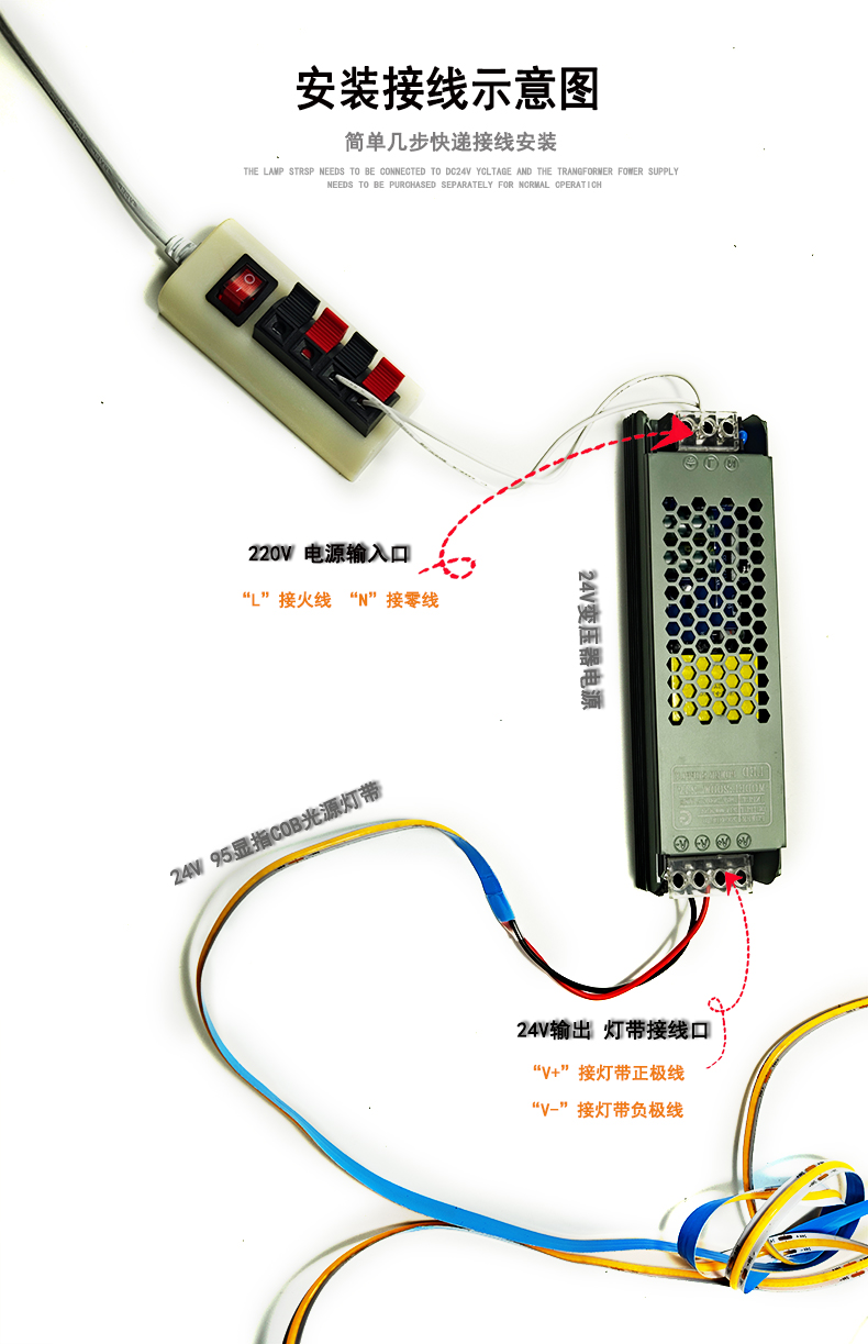 COB灯带自粘12V24V低压LED柔性软灯条家装吊顶橱柜商场超亮线形灯 - 图3