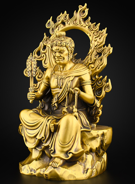 黄铜不动明王不动尊菩萨佛像摆件