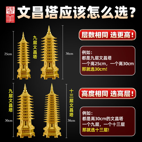 黄铜文昌塔摆件十三层学生书房13层9层2025大号铜制文昌塔旗舰店 - 图3