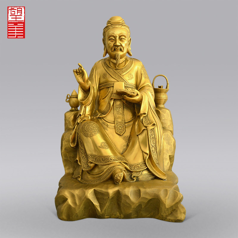 铜药王孙思邈神像黄铜药王爷菩萨像药店供奉医仙妙应孙真人大号_虎窝淘
