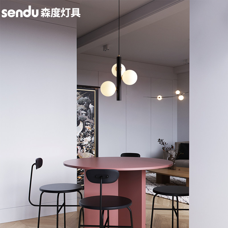 北欧风灯具餐厅灯现代简约创意轻奢卧室床头灯玻璃球饭厅餐桌吊灯_虎窝淘