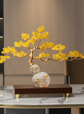 轻奢乔迁开业葫芦迎客松摆件