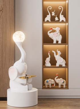 高级感招财大象摆件现代轻奢客厅摆设新家软装电视柜背景墙装饰品