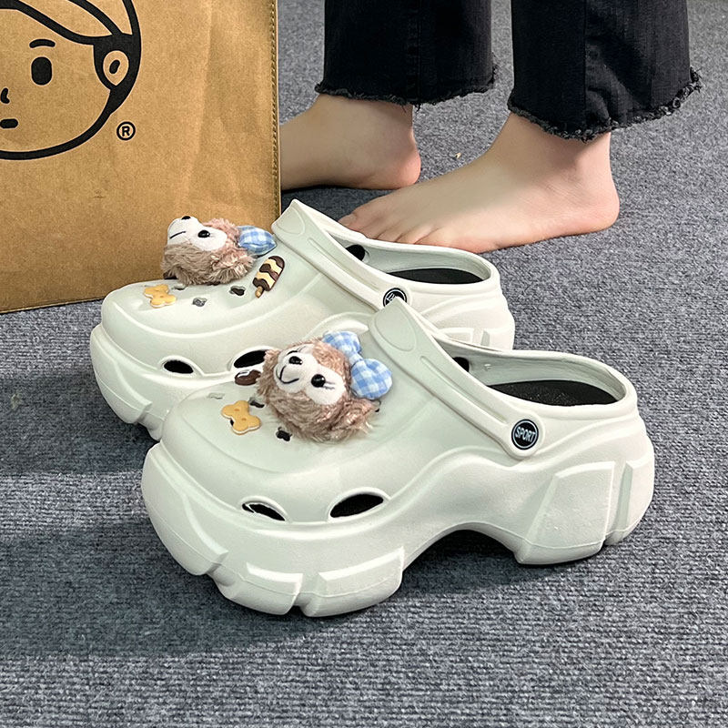 厚底洞洞鞋夏季女款可爱雪玫DIY卡通网红外穿增高EVA两穿包头拖鞋,淘宝优惠券,粉丝福利购,淘宝优惠卷