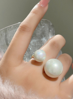 轻奢高级感幻彩珍珠开口戒指