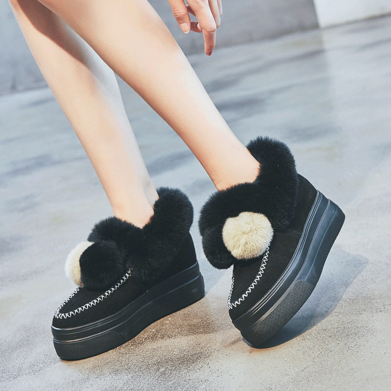 2025冬款毛毛鞋真皮女鞋厚底内豆豆鞋防滑保暖雪地靴冬季甜美,淘宝优惠券,粉丝福利购,淘宝优惠卷