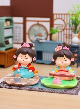 国潮古风唐仕女手机支架摆件文房雅集创意办公桌用品送女孩小礼物