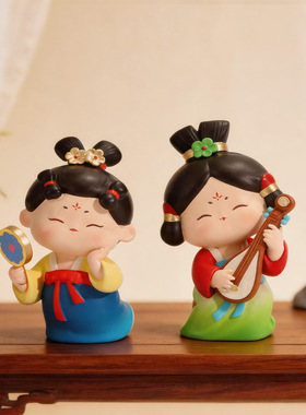 创意国潮古风唐仕女盲盒桌面摆件树脂工艺品家居装饰伴手礼纪念品