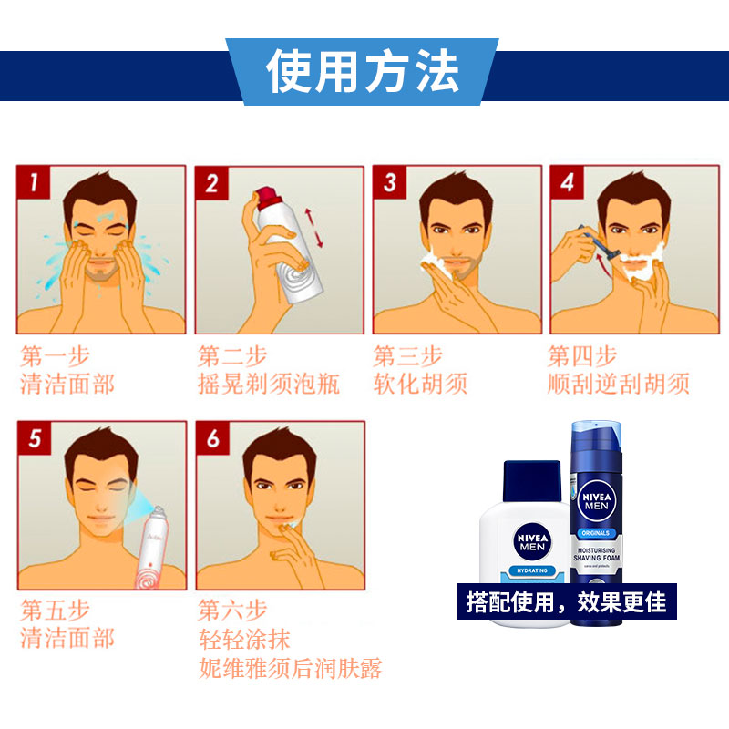 倍思科化妆品专营店妮维雅刮胡泡剃须泡沫软化舒缓须后露男士剃须膏刮胡子啫喱小瓶男1