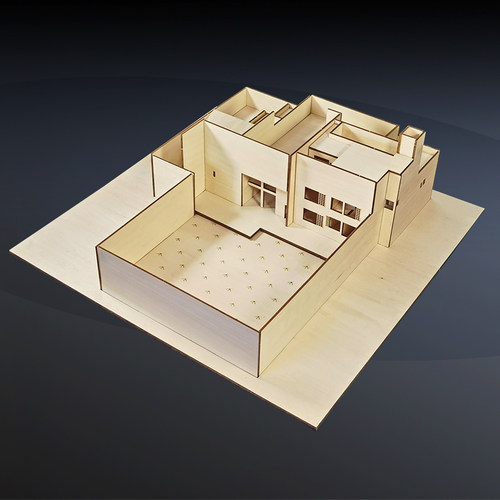 巴拉干住宅建筑模型大师作品沙盘别墅木质仿真拼装DIY - 图1