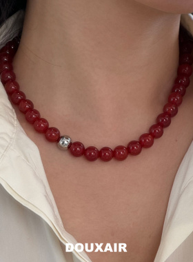 珠玉髓气质高级感锁骨链红玛瑙