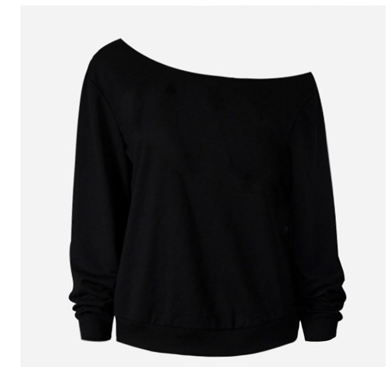 Women's off-the-shoulder sweater coat ladies sweatshirt露肩-图3