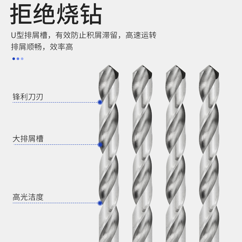 M2全磨HSS锋钢钻头高速钢白钻机用钻头直柄麻花钻金属加工铝合金