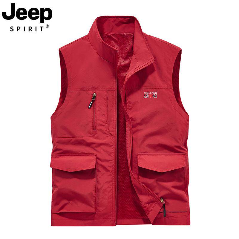 JEEPSPIRIT stand collar waterproof vest for middle-aged and elderly people